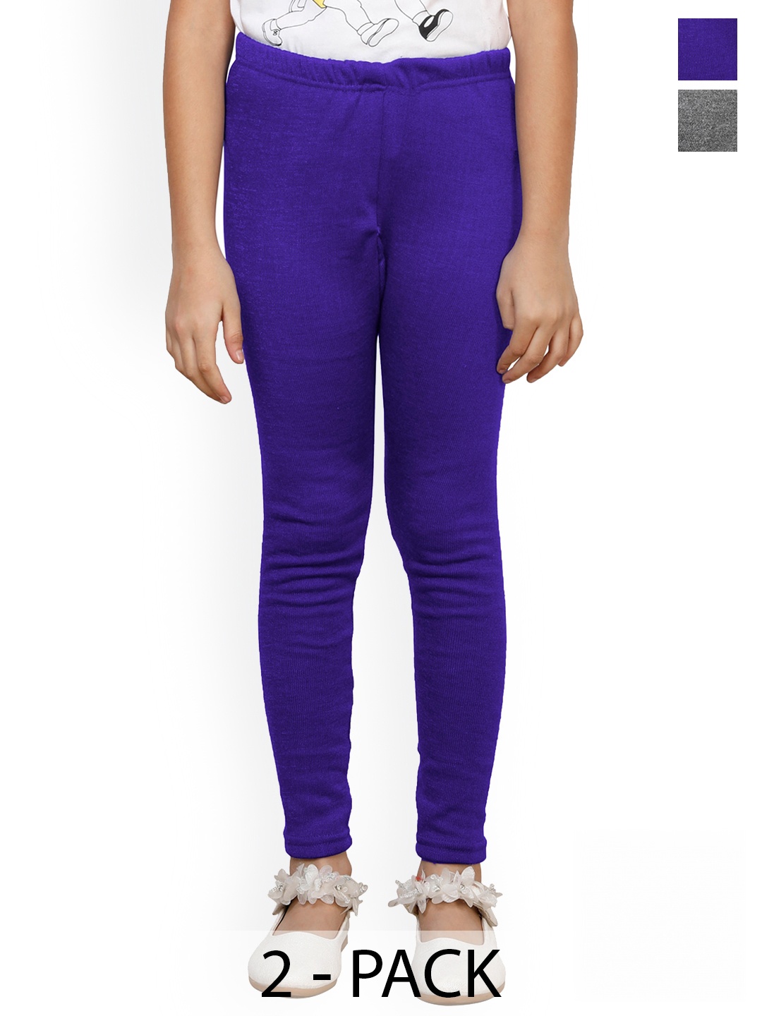 

BAESD Girls Pack Of 2 Woolen Ankle-Length Leggings, Purple