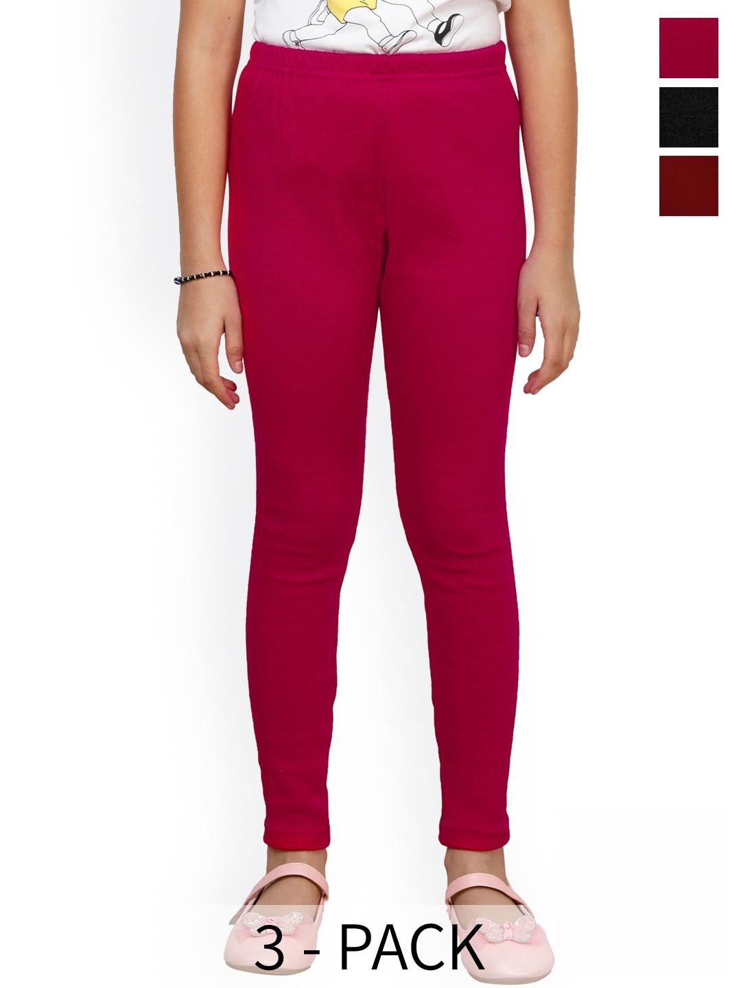 

BAESD Pack Of 3 Super Warm Woolen Leggings, Maroon
