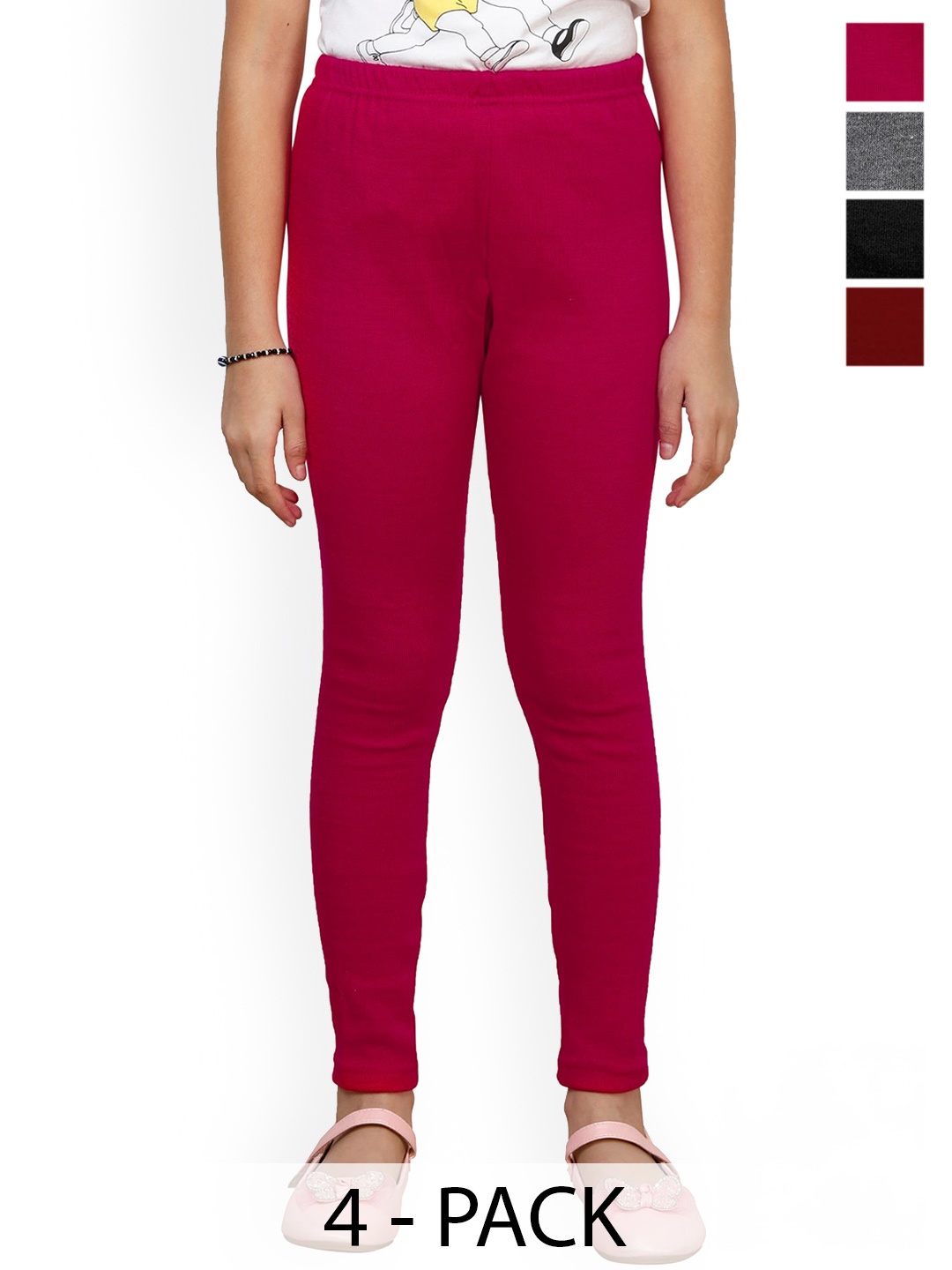 

BAESD Girls Pack Of 4 Woolen Ankle-Length Leggings, Maroon