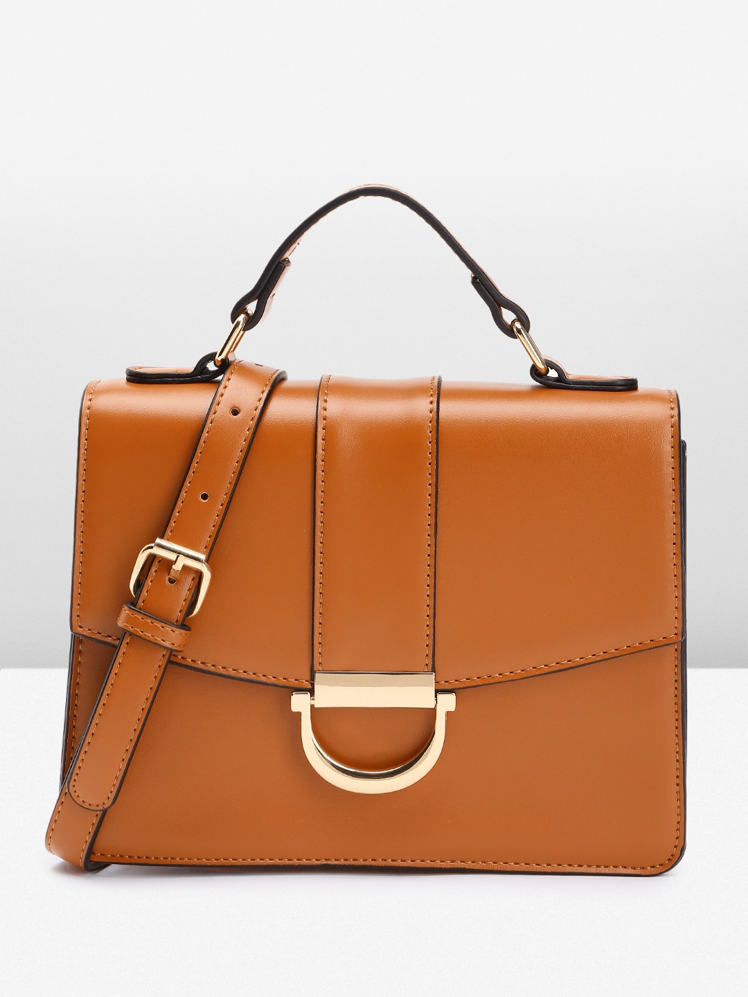 

IRTH Solid Structured Satchel, Tan