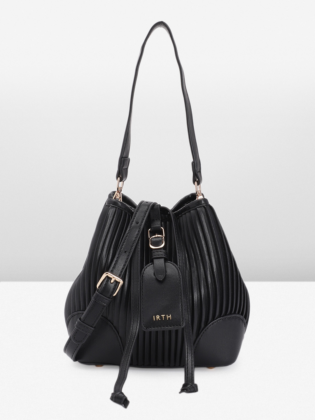 

IRTH Self-Stripe Handheld Bag, Black