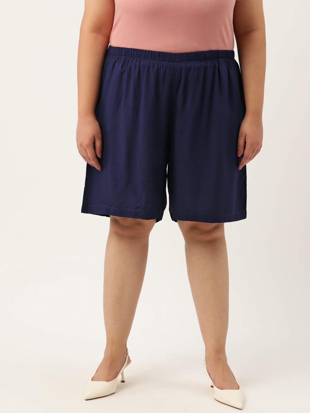 

theRebelinme Plus Size High-Rise Shorts, Navy blue