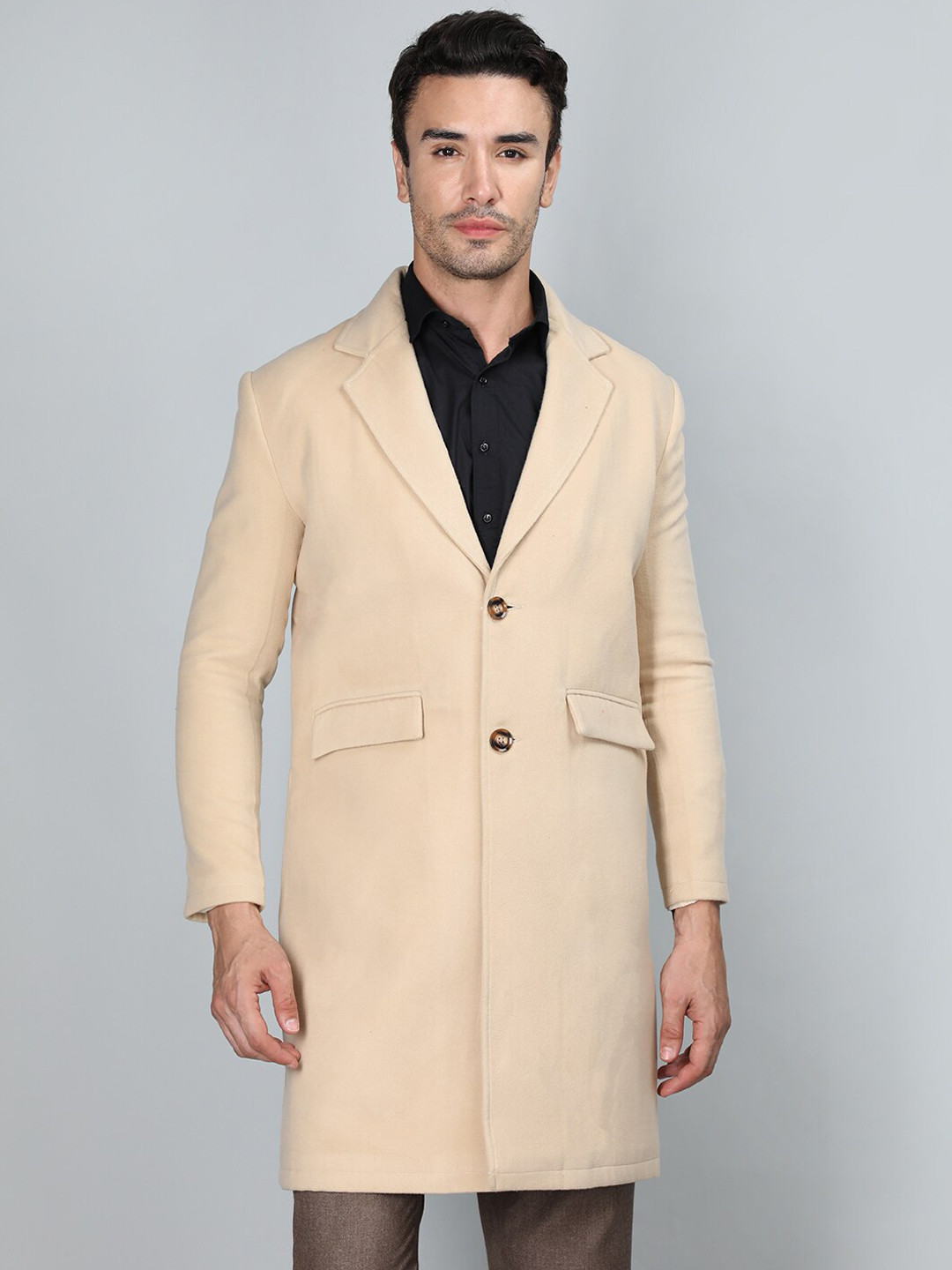

Dlanxa Woolen Single Breasted Overcoat, Beige