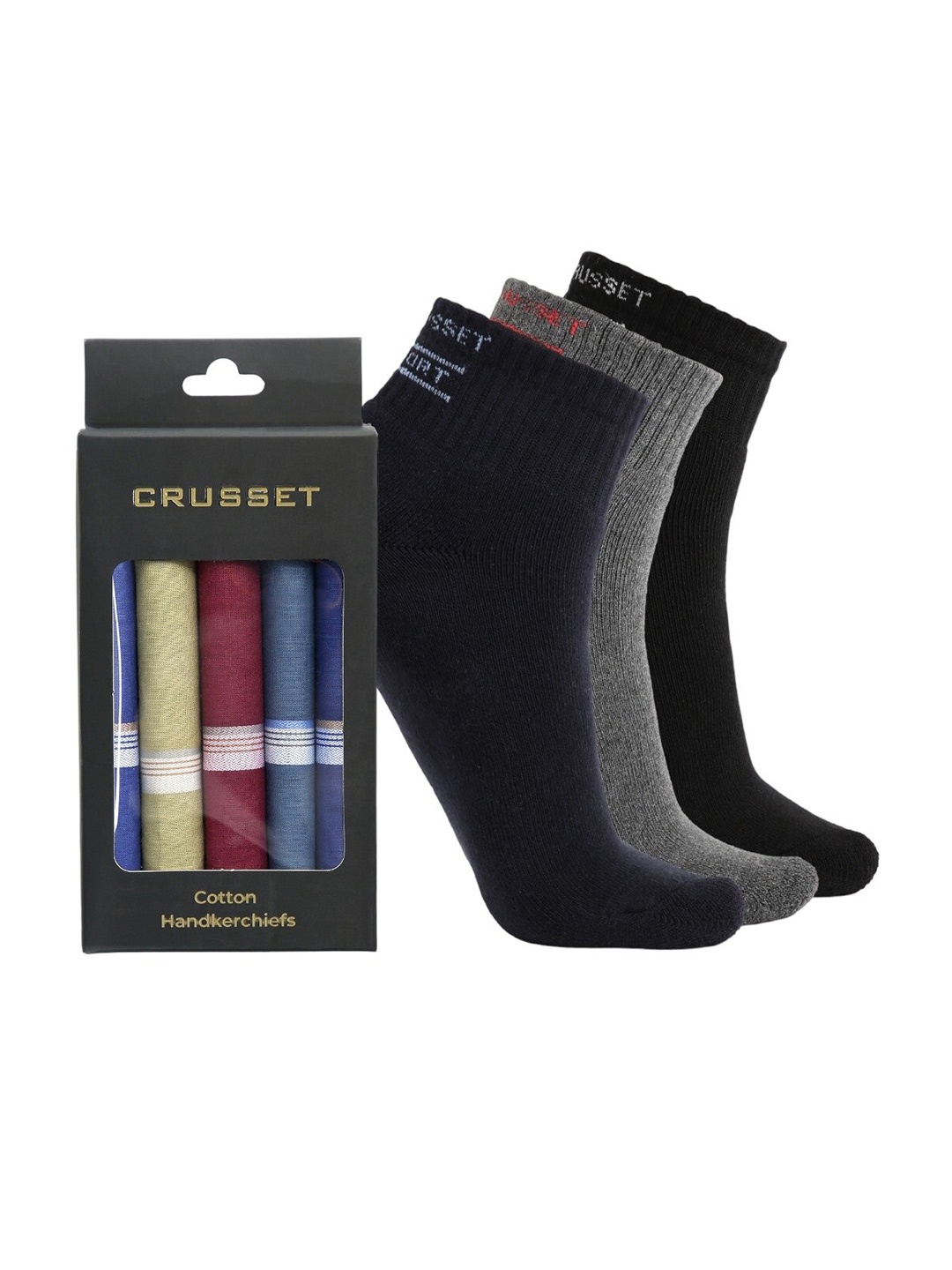 

CRUSSET Men Pack Of 8 Assorted Socks & Handkerchiefs