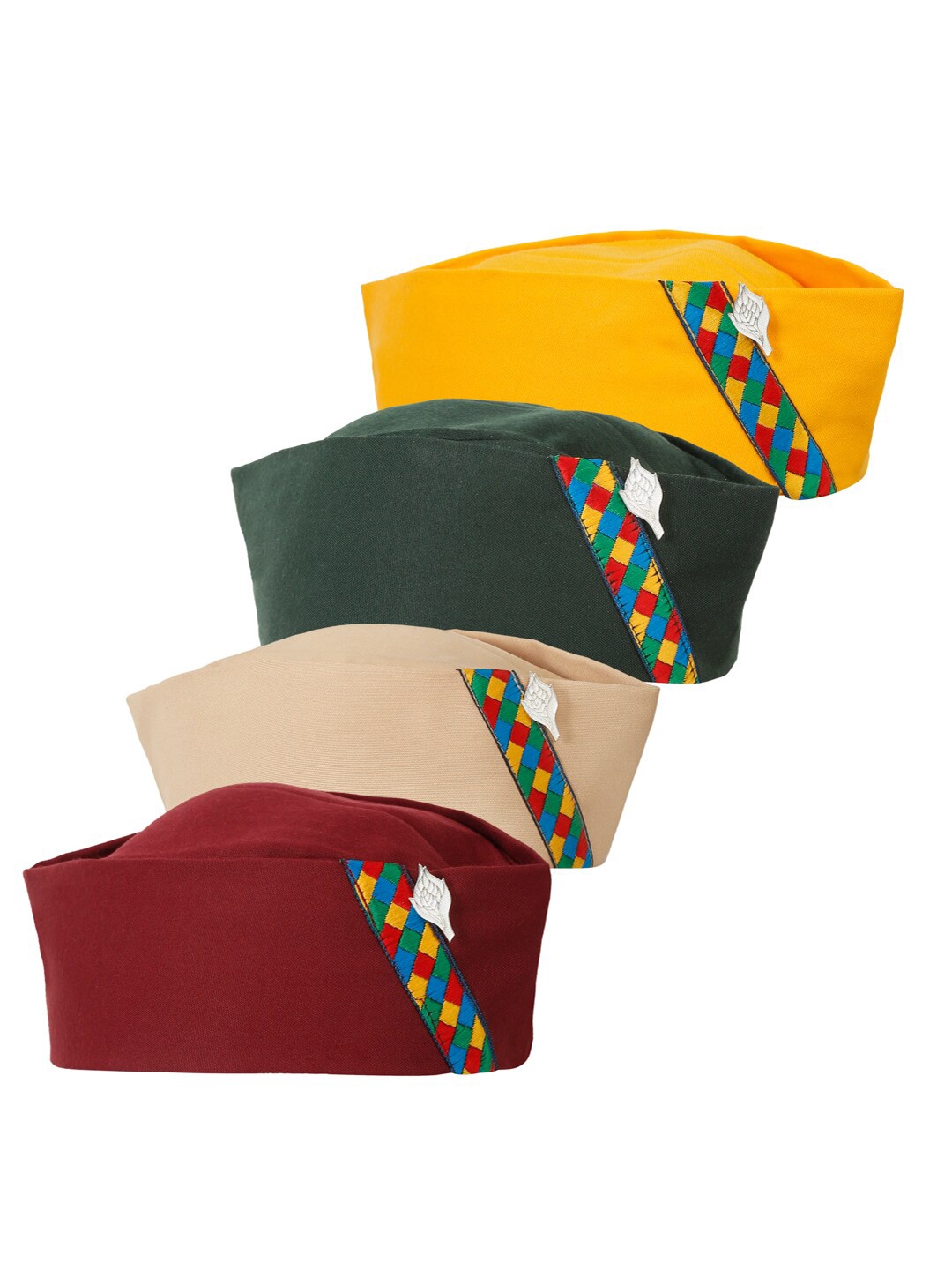

The Mini NEEDLE Men Pack of 4 Cotton Pahadi Caps, Multi