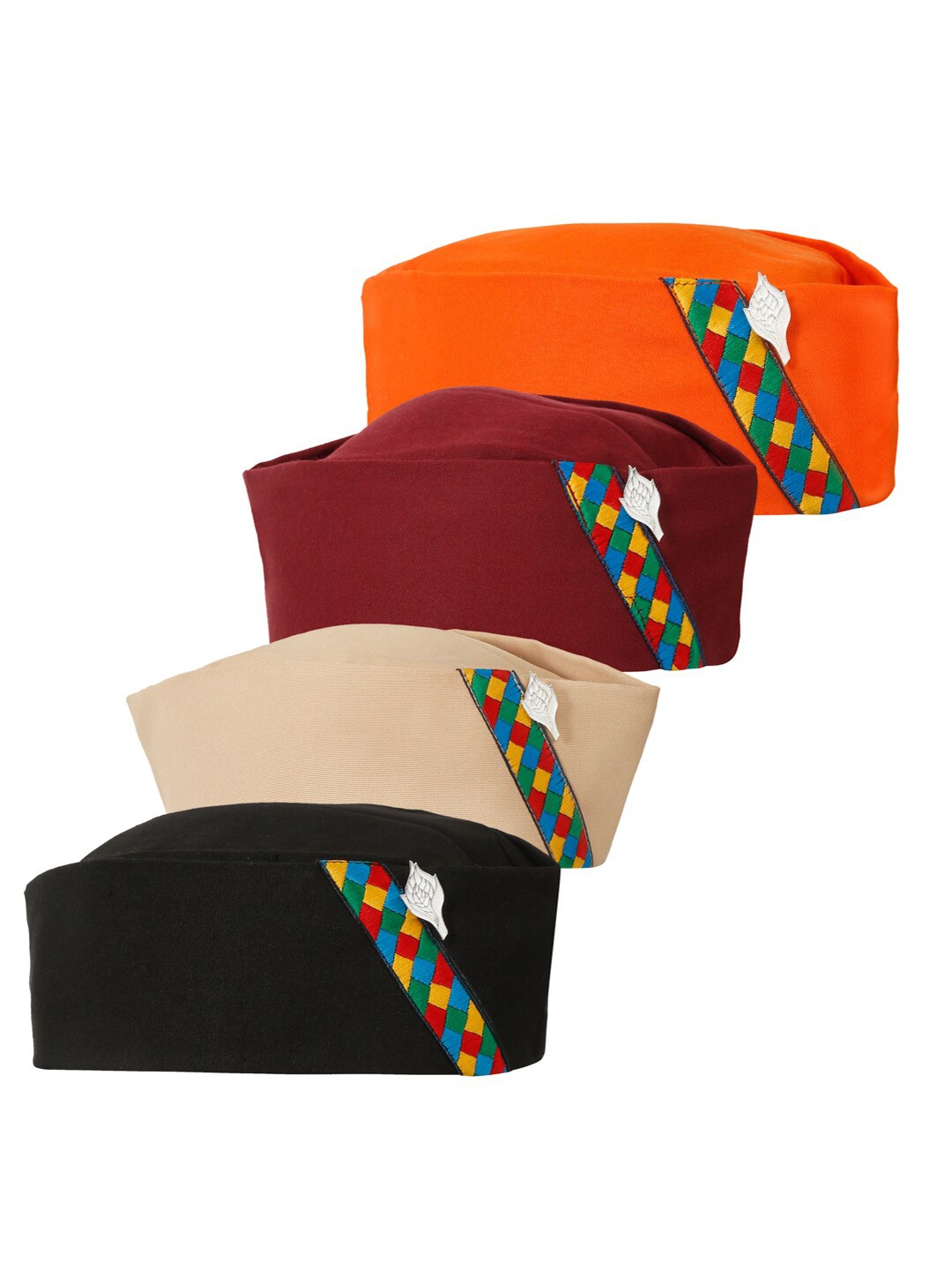 

The Mini NEEDLE Men Pack of 4 Cotton Pahadi Caps, Orange