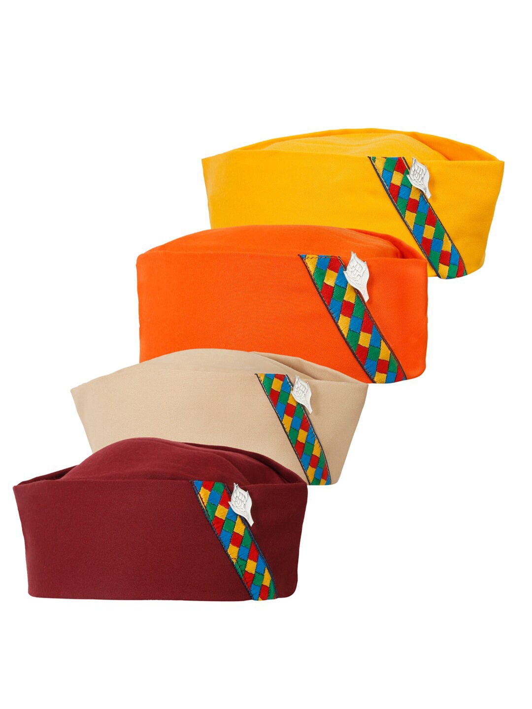 

The Mini NEEDLE Men Pack of 4 Cotton Pahadi Caps, Yellow