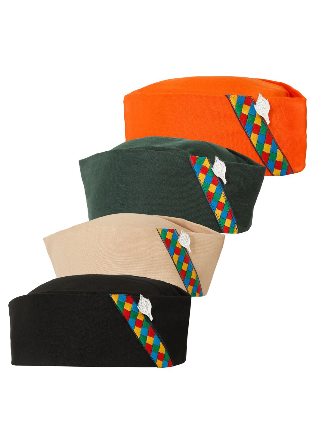 

The Mini NEEDLE Men Pack of 4 Cotton Pahadi Caps, Orange