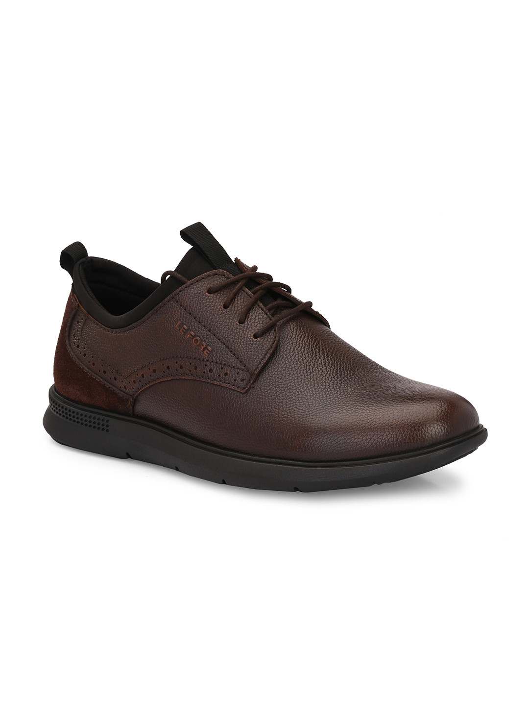 

LEFORE Men Leather Derbys, Coffee brown