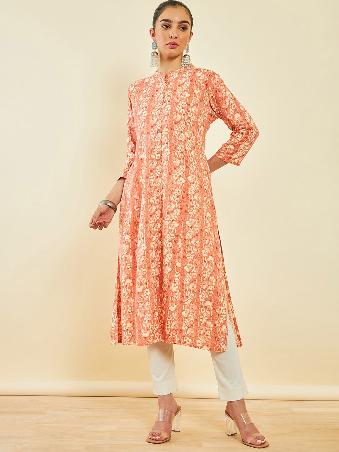 

Soch Ethnic Motifs Printed Kurta, Peach