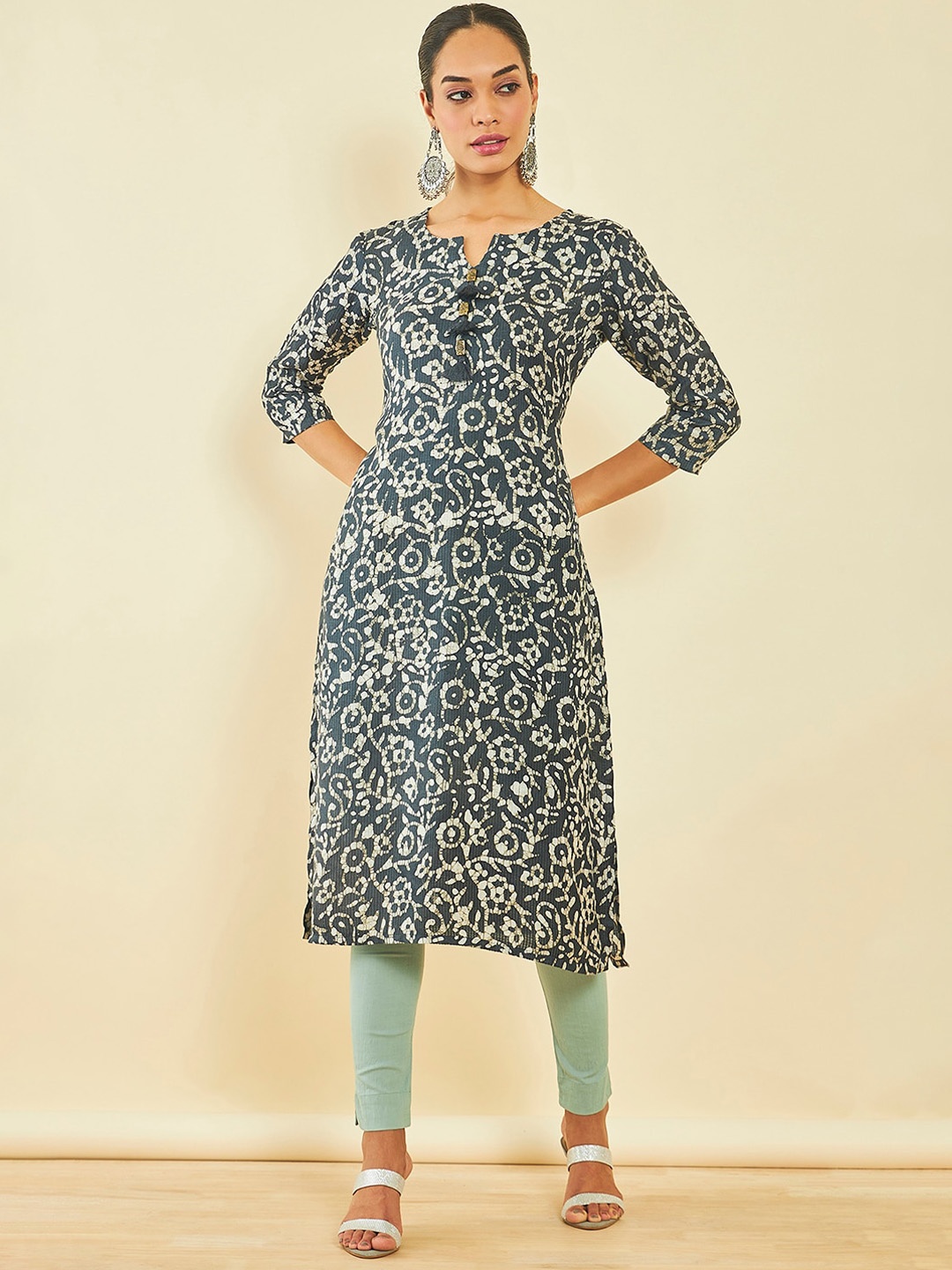 

Soch Ethnic Motifs Printed Straight Kurta, Teal