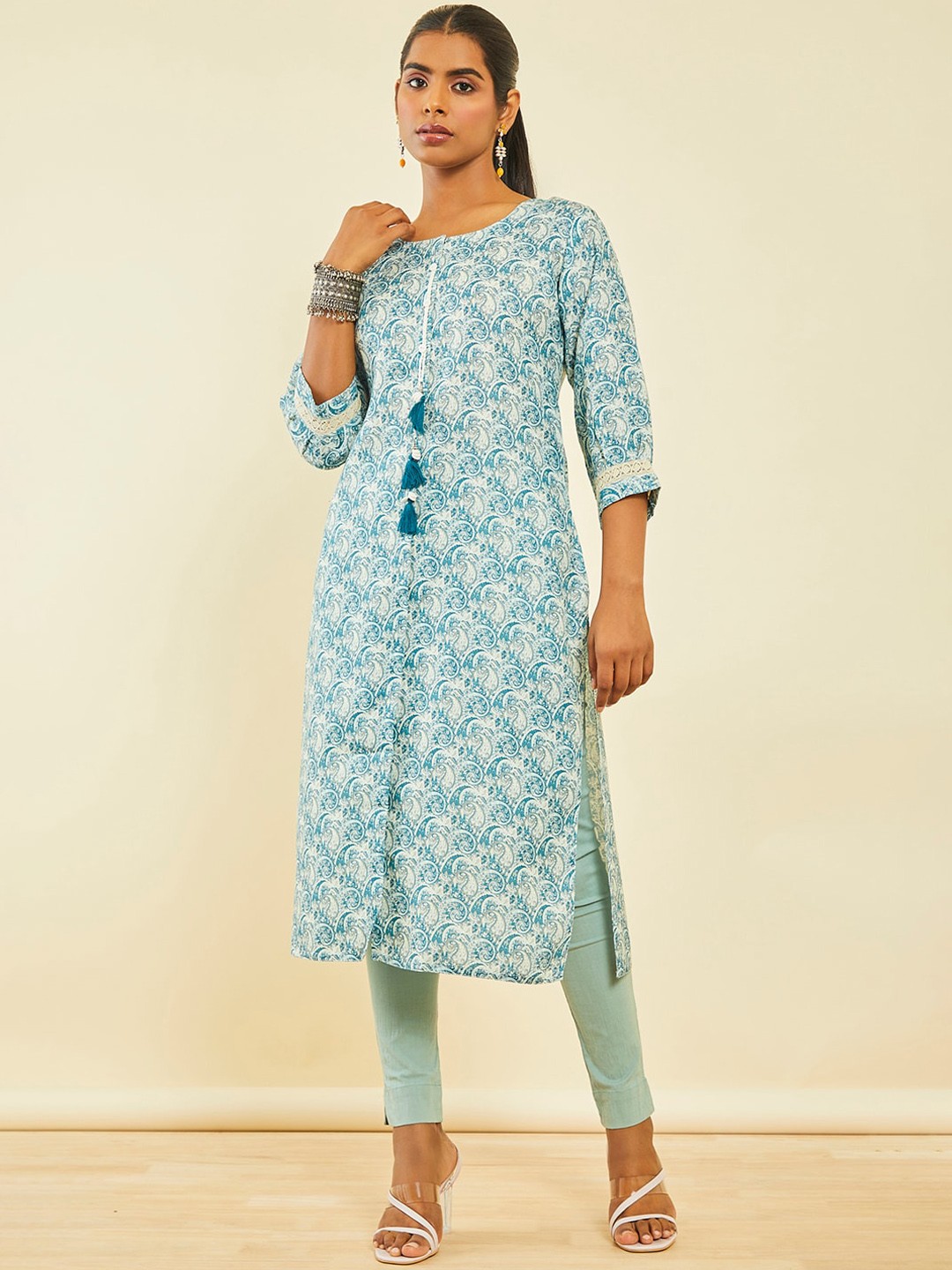 

Soch Ethnic Motifs Printed, Cream