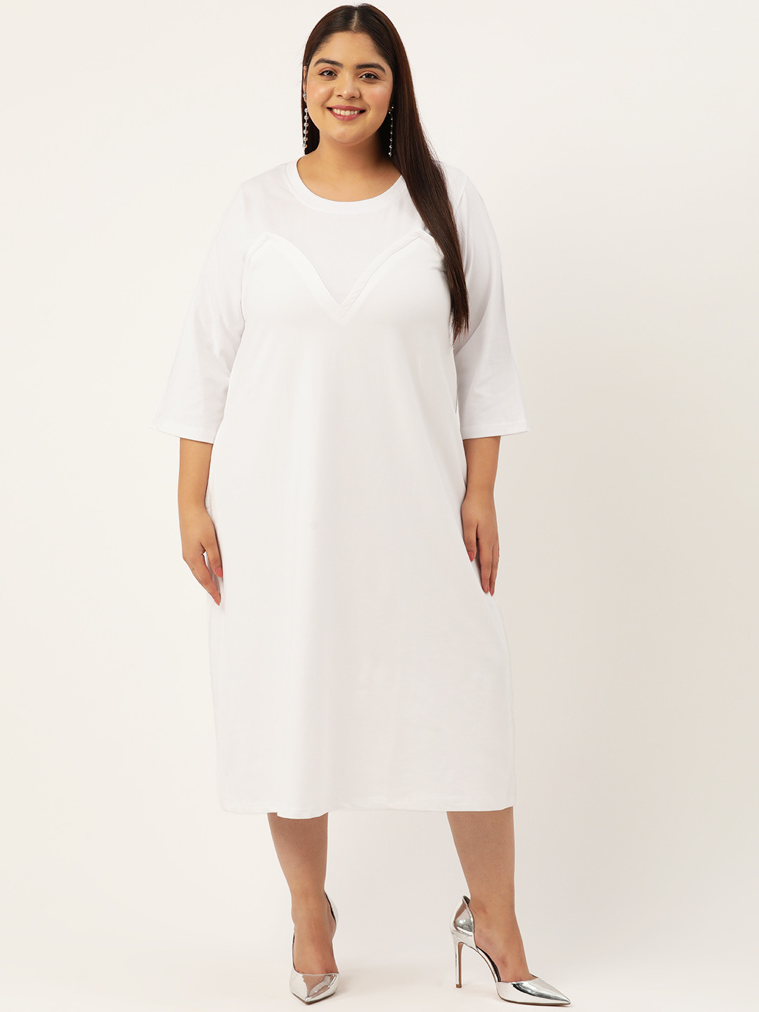 

theRebelinme Plus Size A-Line Midi Dress, White