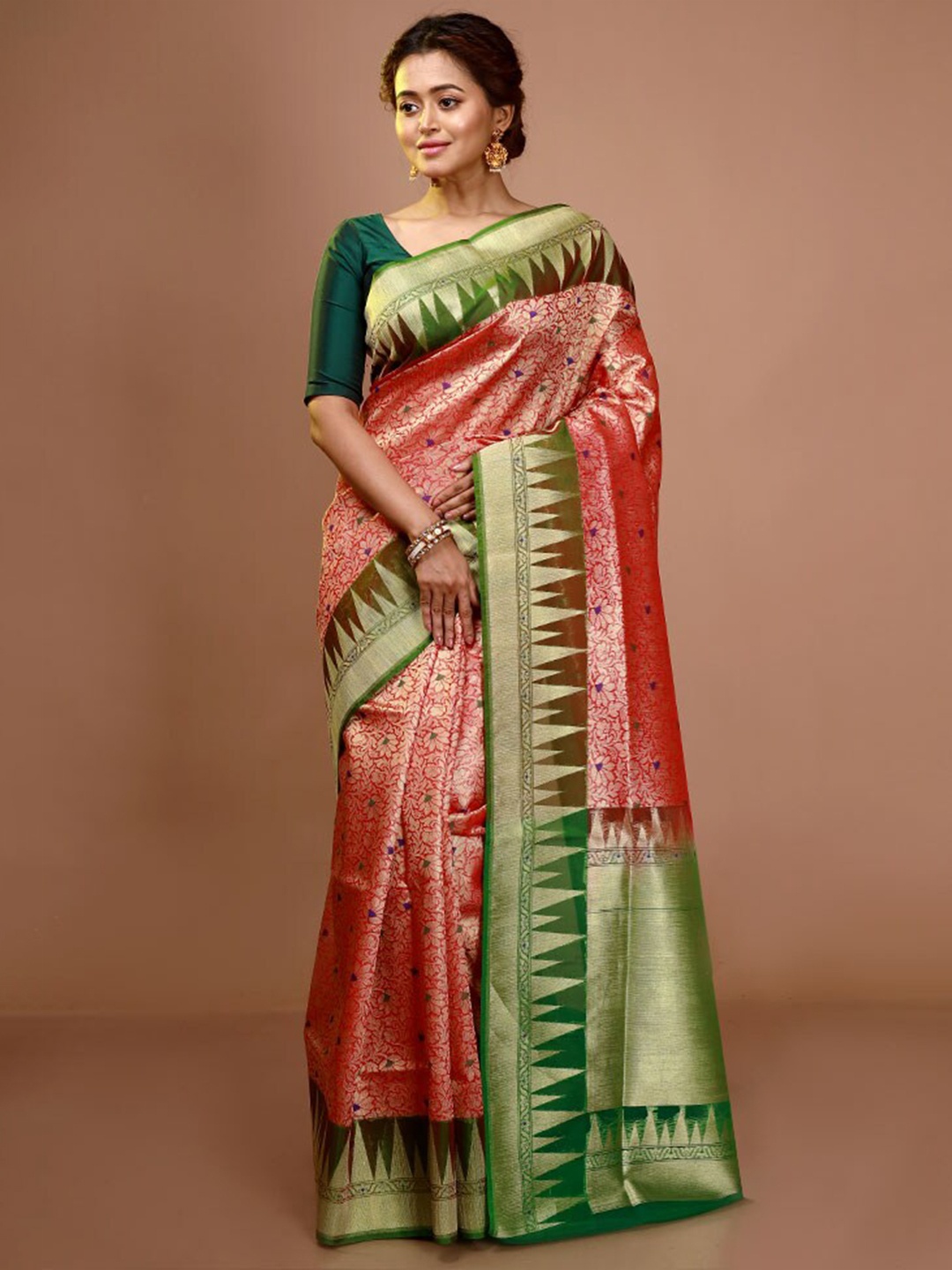 

AllSilks Woven Design Zari Kota Saree, Red