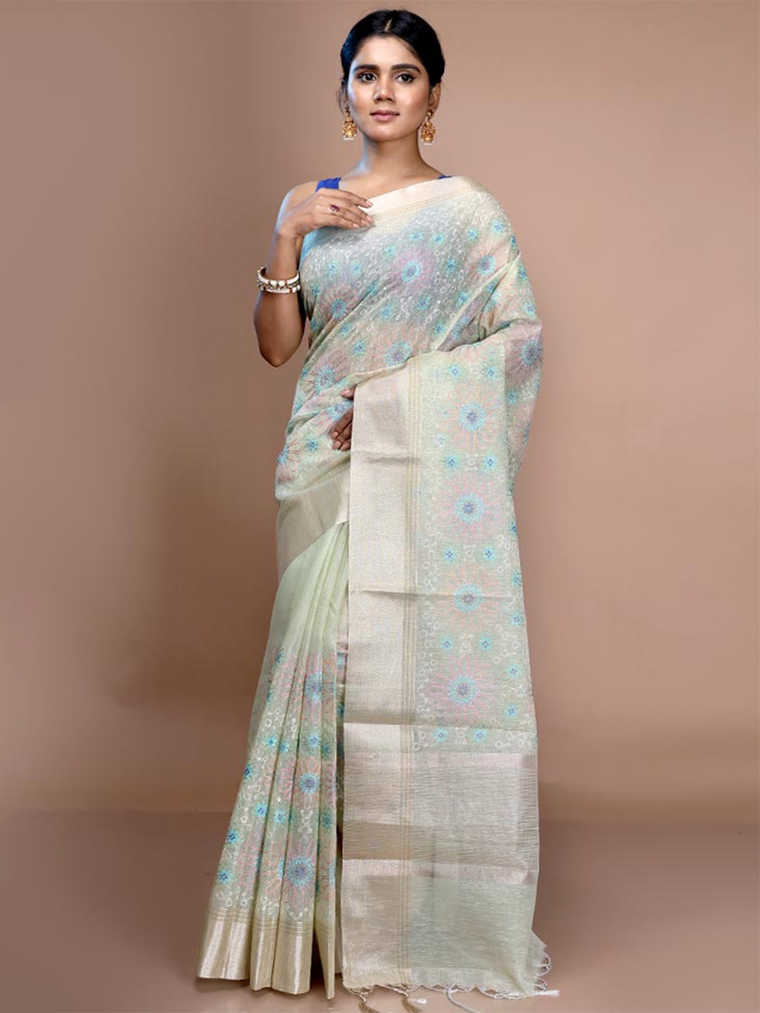 

AllSilks Woven Design Zari Saree, Green