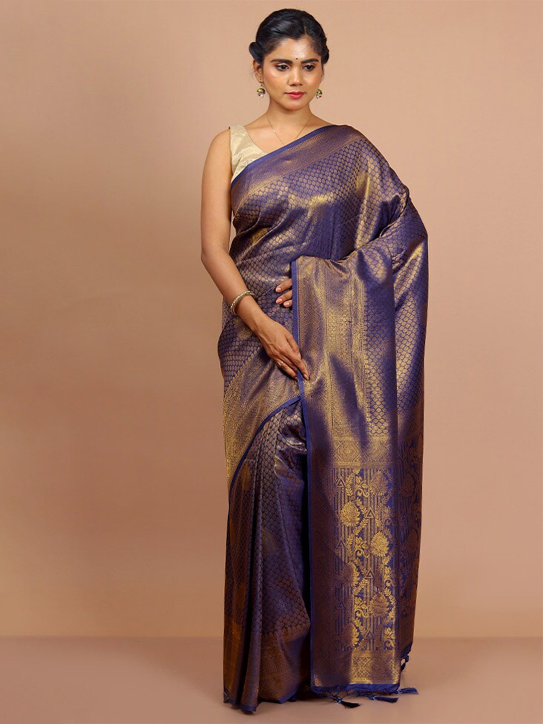 

AllSilks Woven Design Zari Saree, Blue