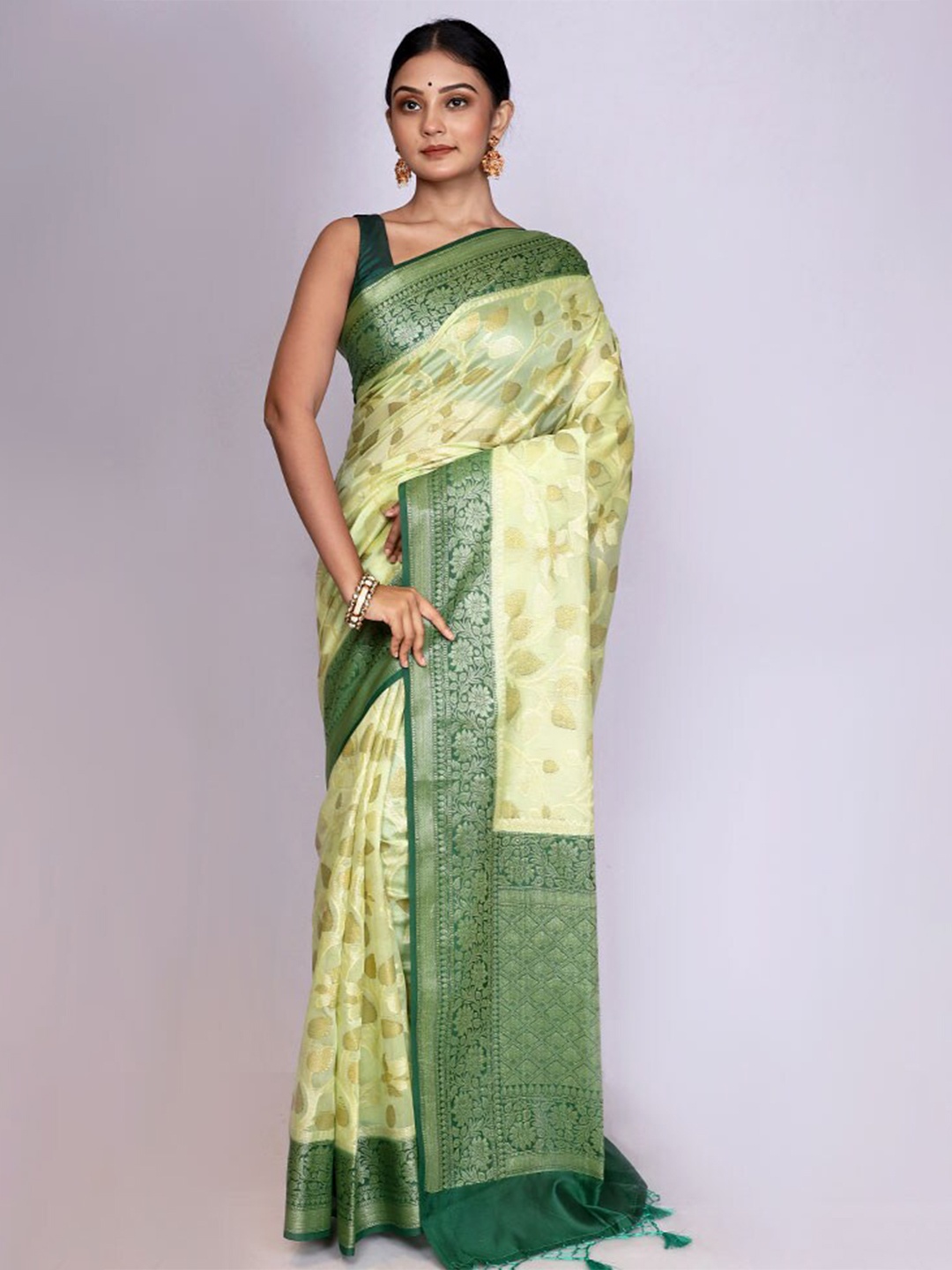 

AllSilks Woven Design Zari Saree, Green
