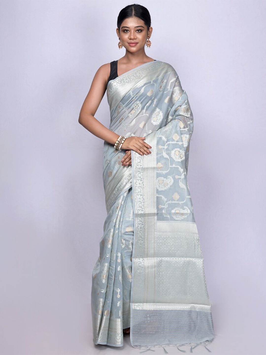 

AllSilks Woven Design Zari Saree, Blue