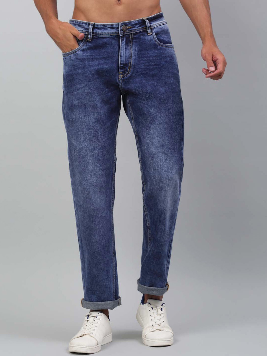 

LOUIS STITCH Men Mid Rise Heavy Fade Cotton Stretchable Jeans, Blue