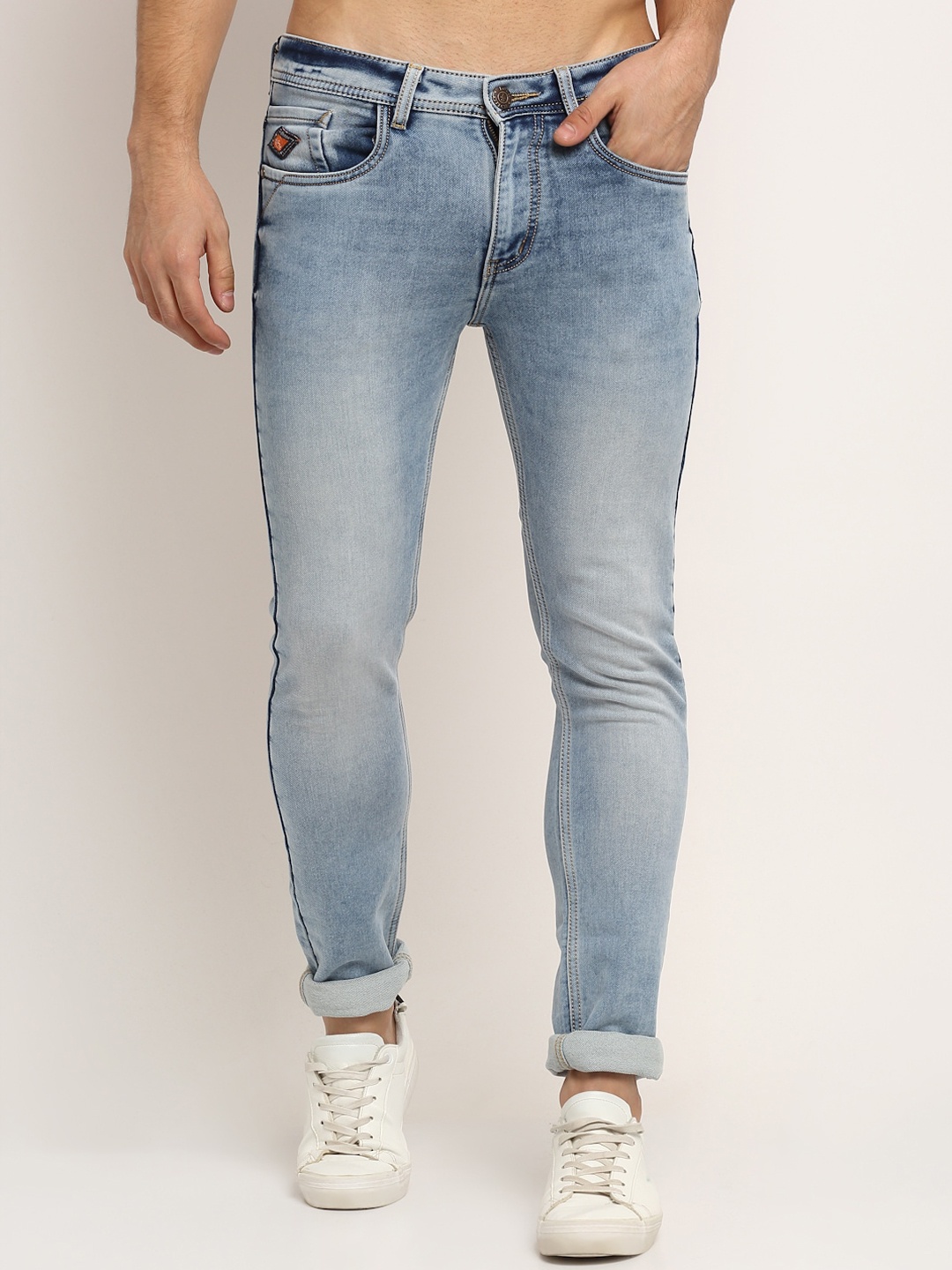 

LOUIS STITCH Men Slim Fit Heavy Fade Clean Look Stretchable Jeans, Blue