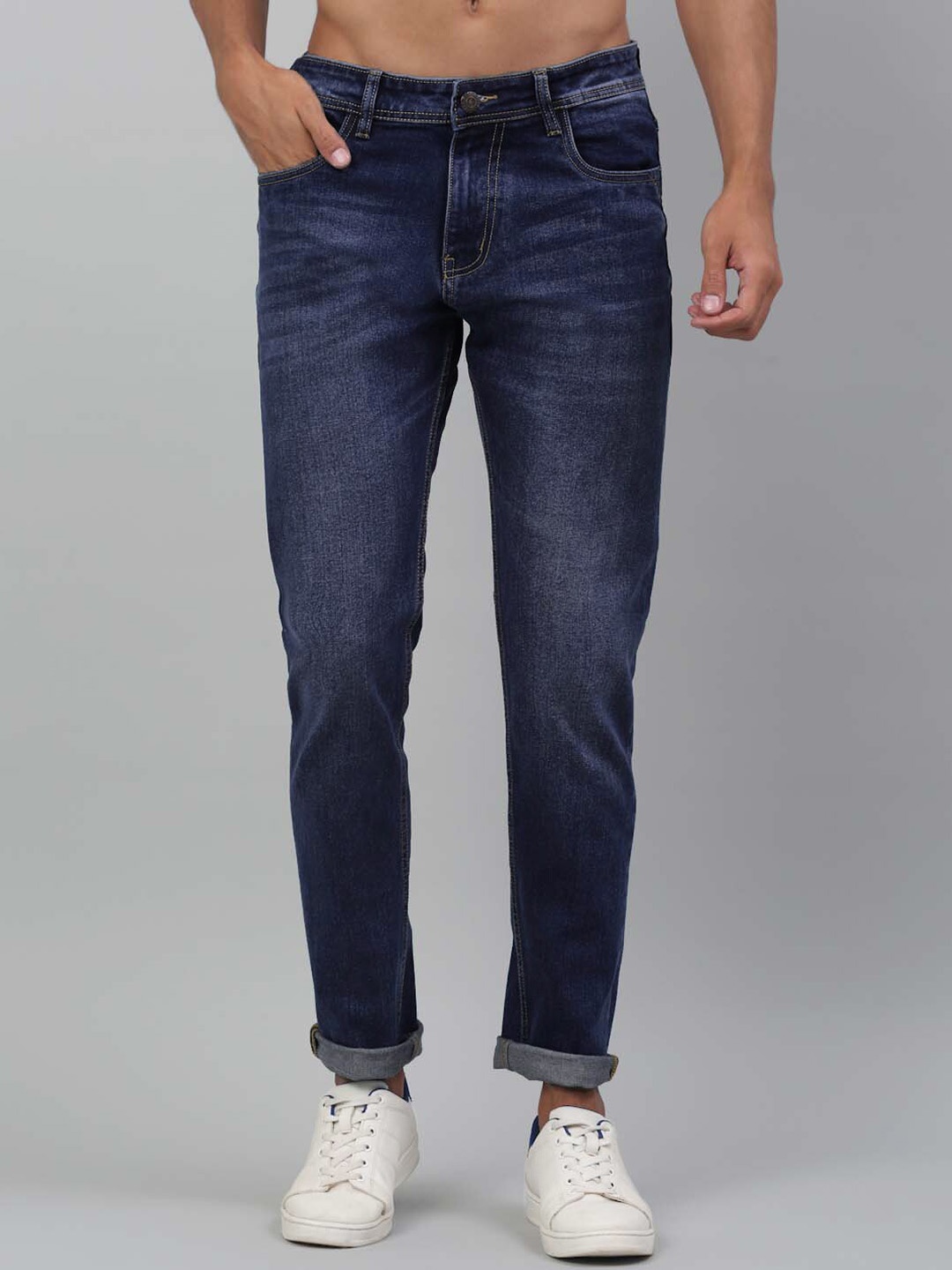 

LOUIS STITCH Men Slim Fit Light Fade Clean Look Stretchable Jeans, Navy blue
