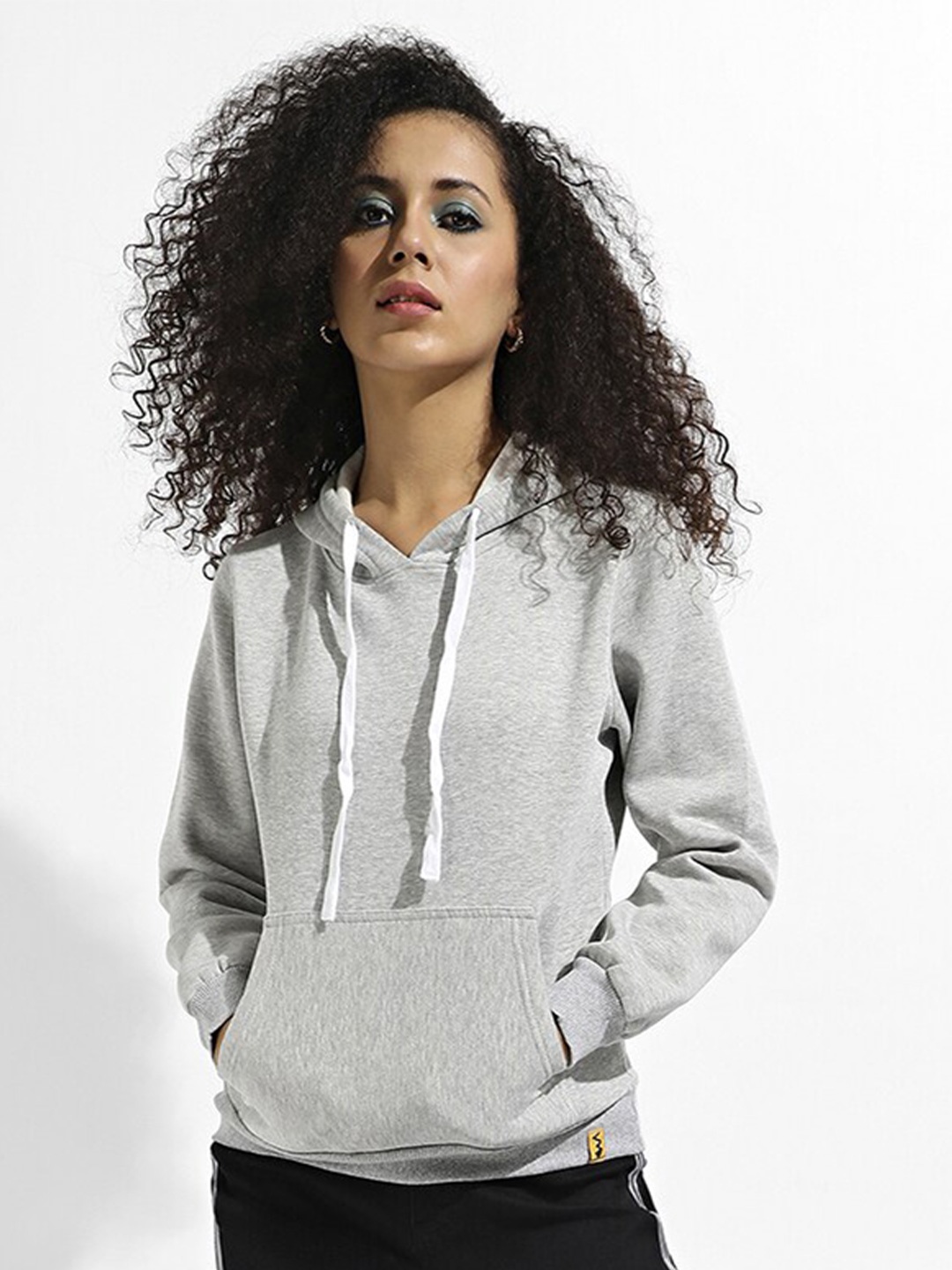 

Campus Sutra Hooded Cotton Sweatshirt, Grey