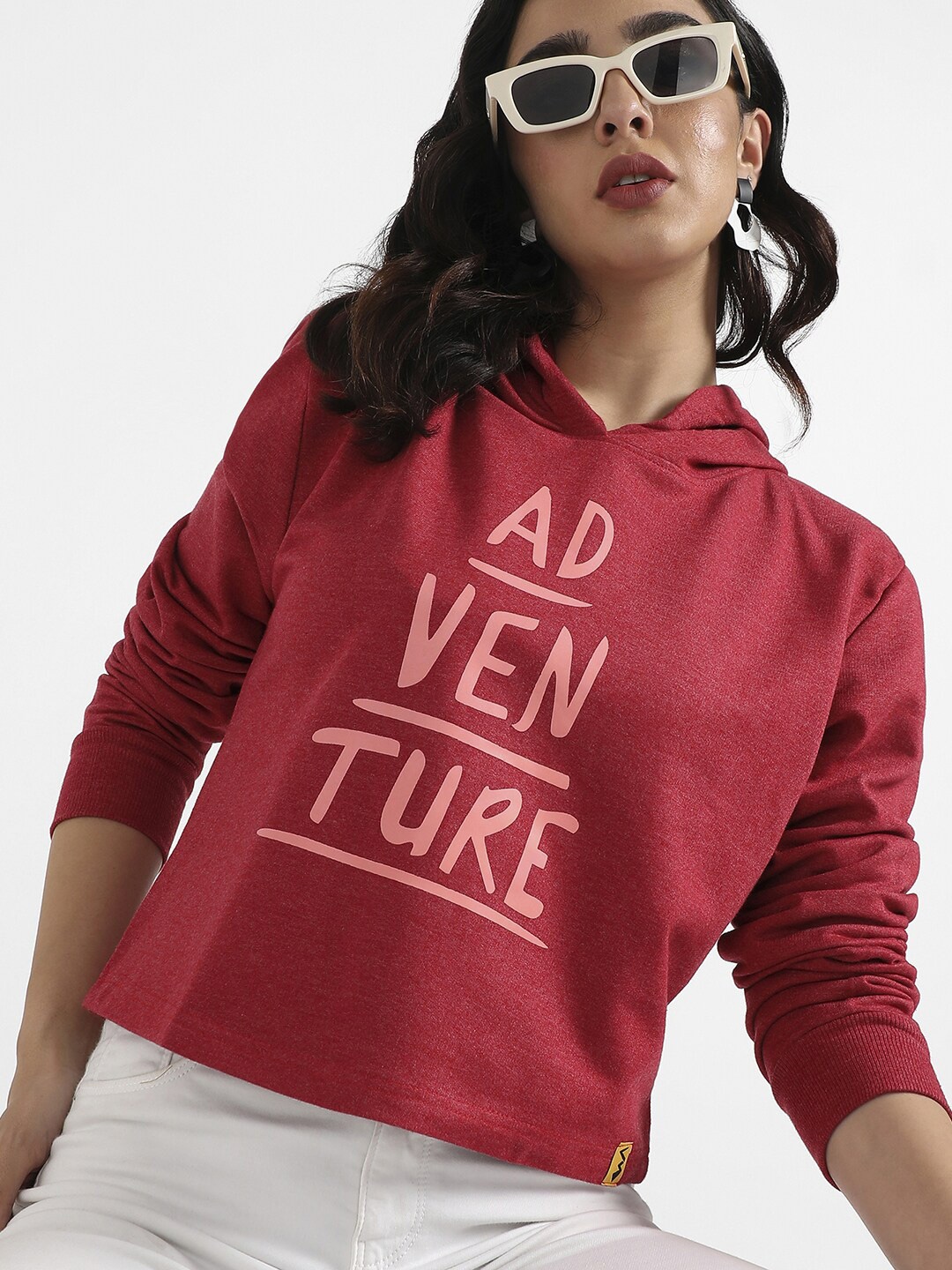 

Campus Sutra Typography Printed Cotton Sweatshirt, Red
