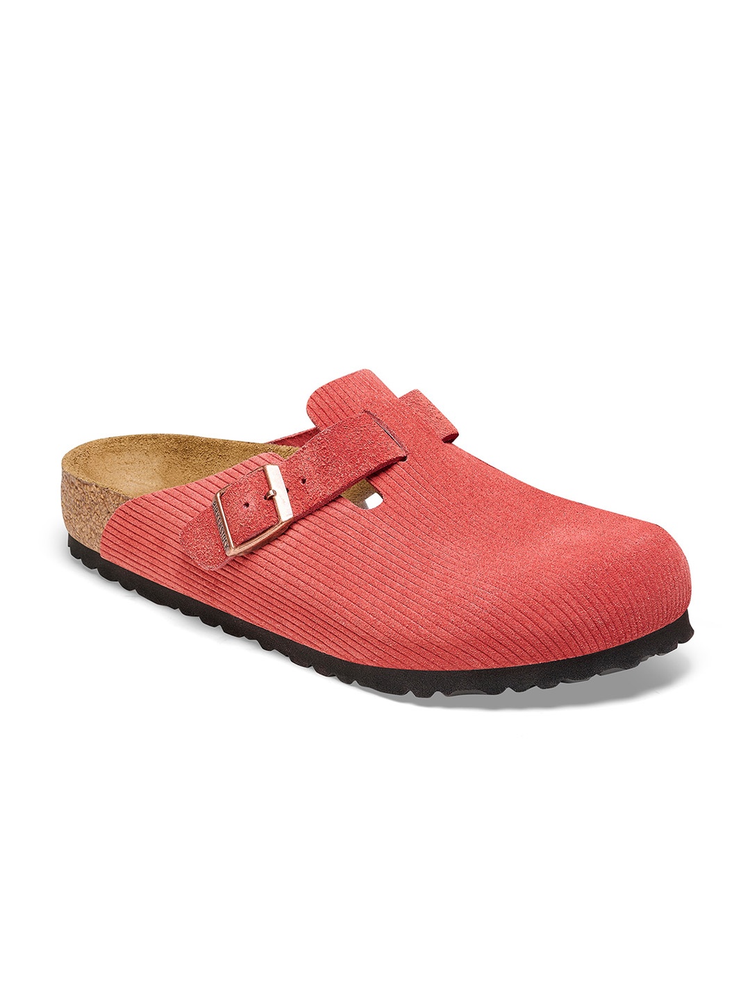 

Birkenstock Boston Sienna Red Narrow Width Suede Embossed Clogs