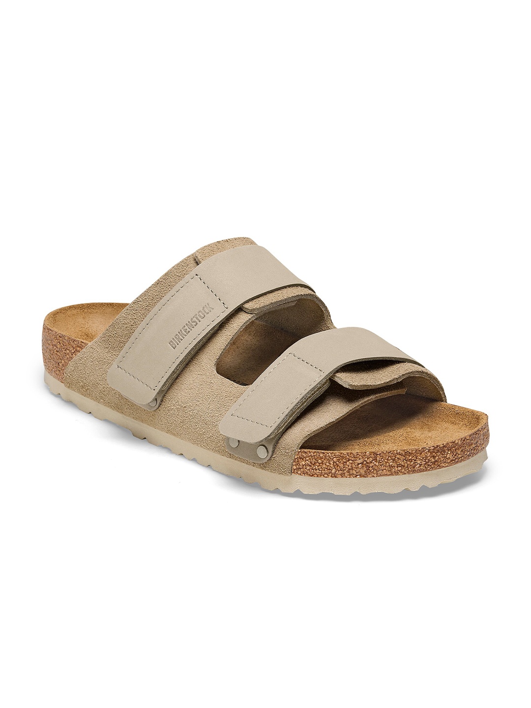 

Birkenstock Uji Taupe Narrow Width Nubuck/Suede Leather Two-Strap Sandals, Beige