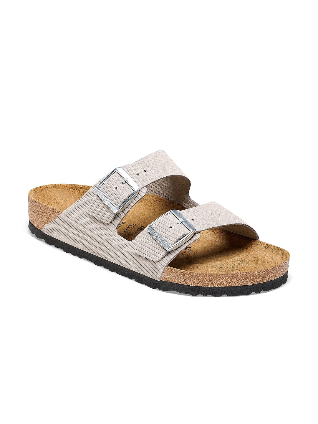

Birkenstock Arizona Corduroy Stone Coin Narrow Width Suede Embossed Two-Strap Sandals, Grey