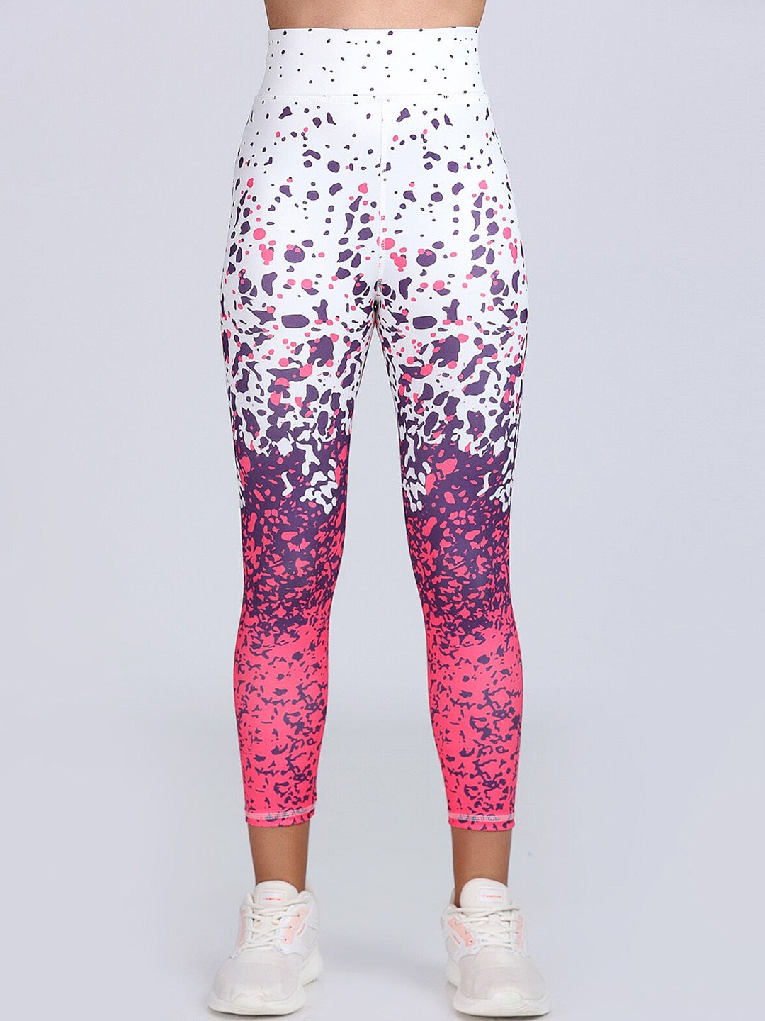 

Apraa & Parma Women Abstract Printed Dry Fit Cropped High-Rise Running Tights, White