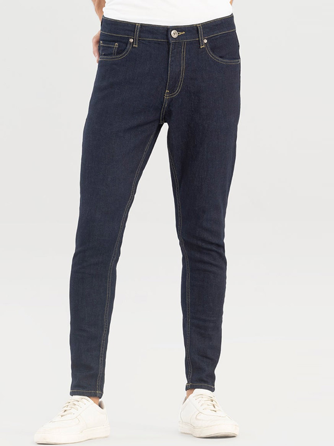 

Snitch Men Skinny Fit Low Distress Stretchable Jeans, Blue