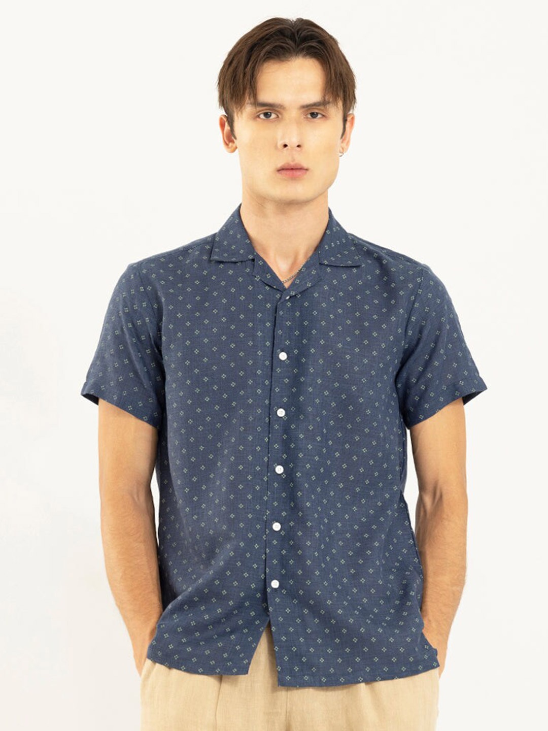 

Snitch Floral Printed Spread Collar Casual Shirt, Navy blue