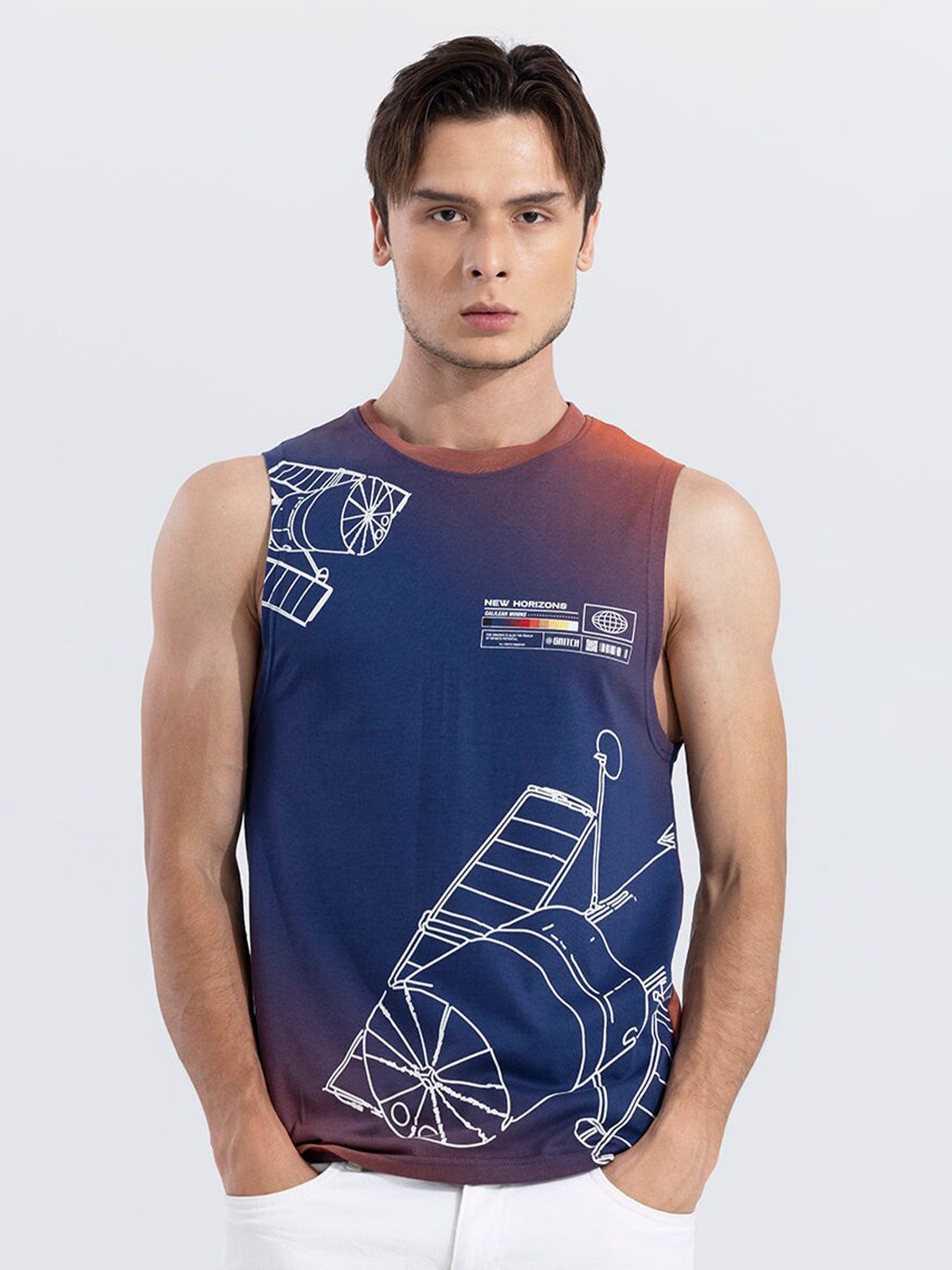 

Snitch Graphic Printed Round Neck Casual T-shirt, Blue