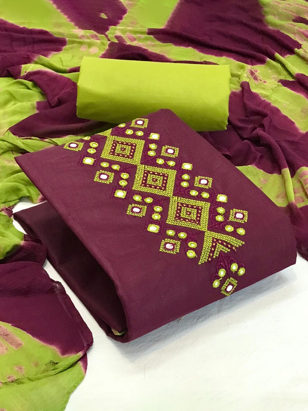 

Angroop Ethnic Motif Embroidered Unstitched Dress Material, Purple