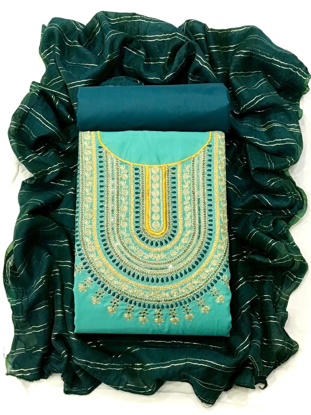 

Angroop Ethnic Motifs Embroidered Unstitched Dress Material, Blue