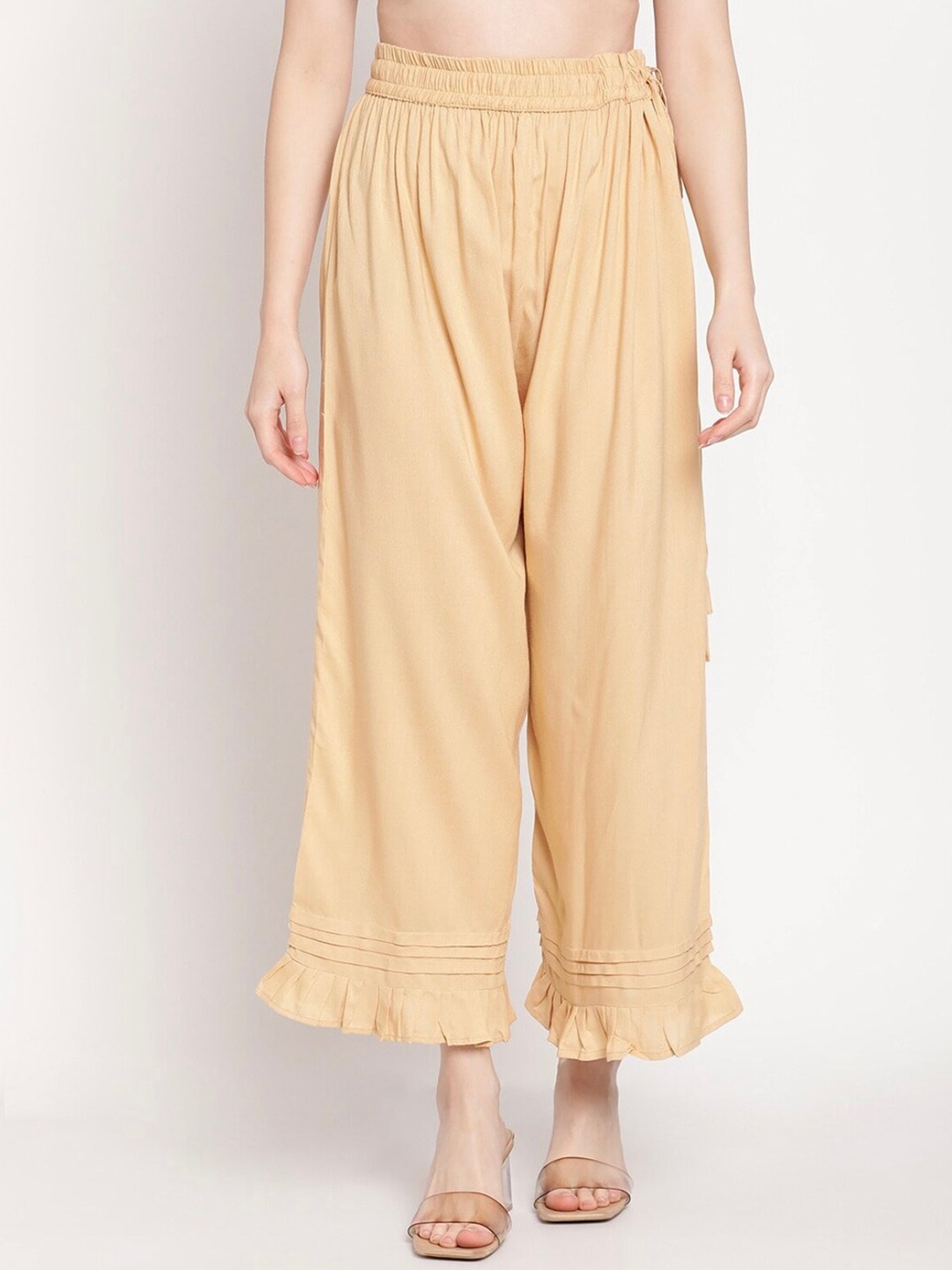 

BCZ Style Women Flared Palazzos, Gold
