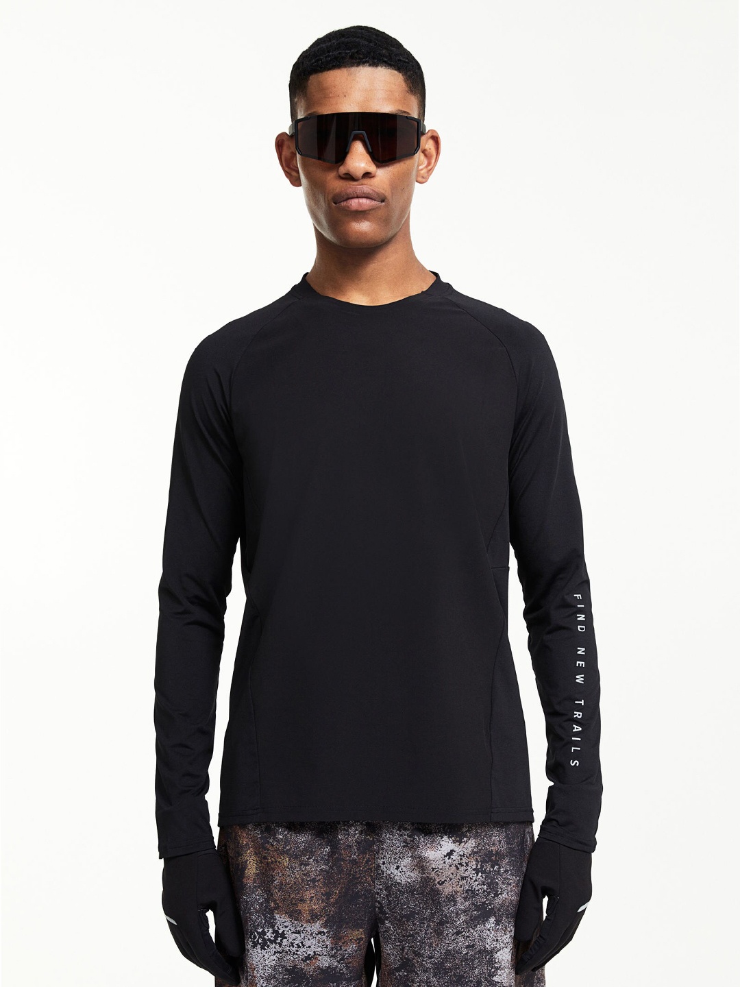 

H&M DryMove Long-Sleeved Sports Top, Black