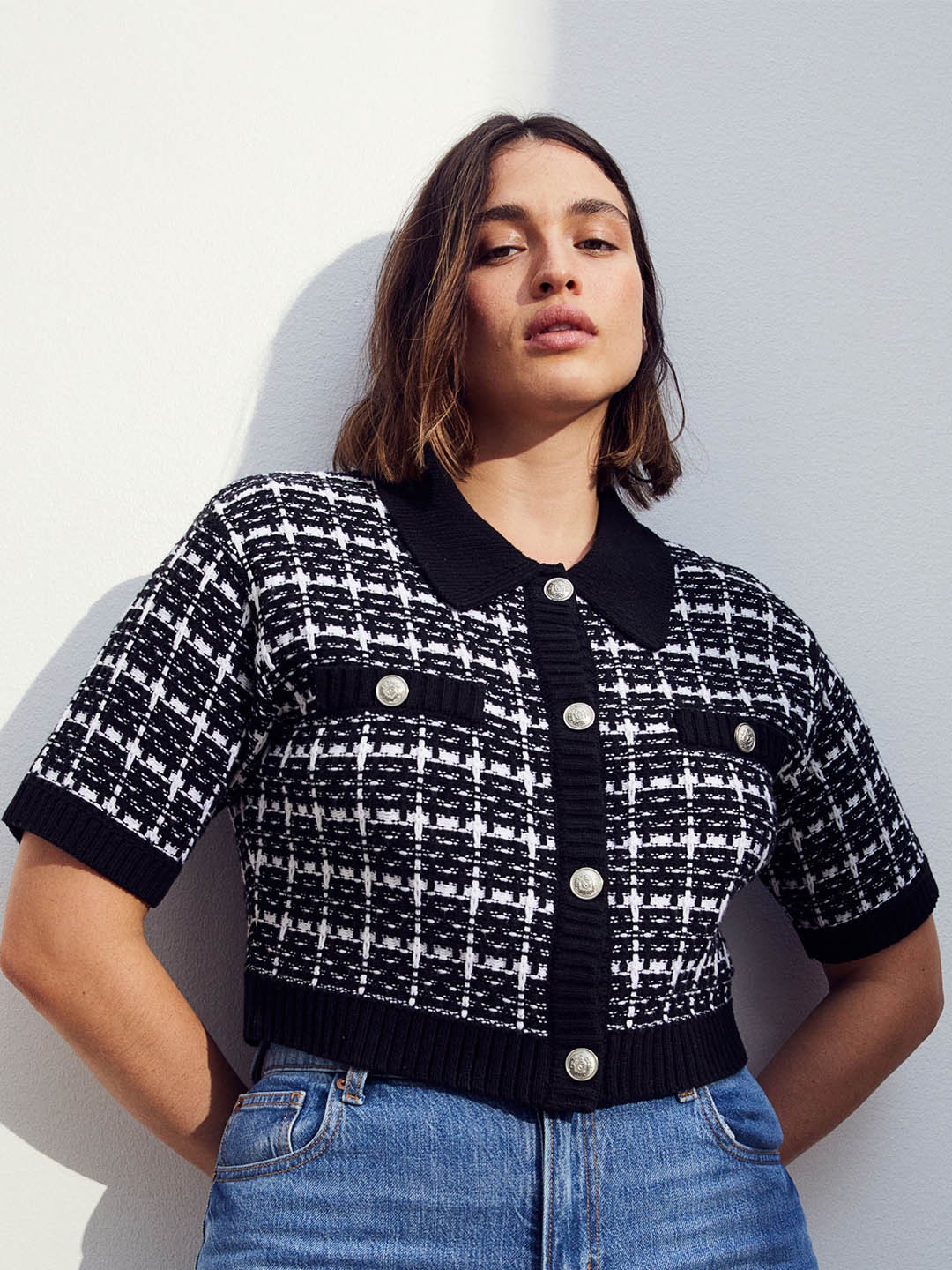 

H&M Collared Cardigan, Black