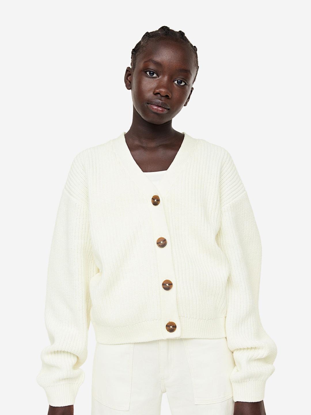 

H&M Girls Knitted Cardigan, White