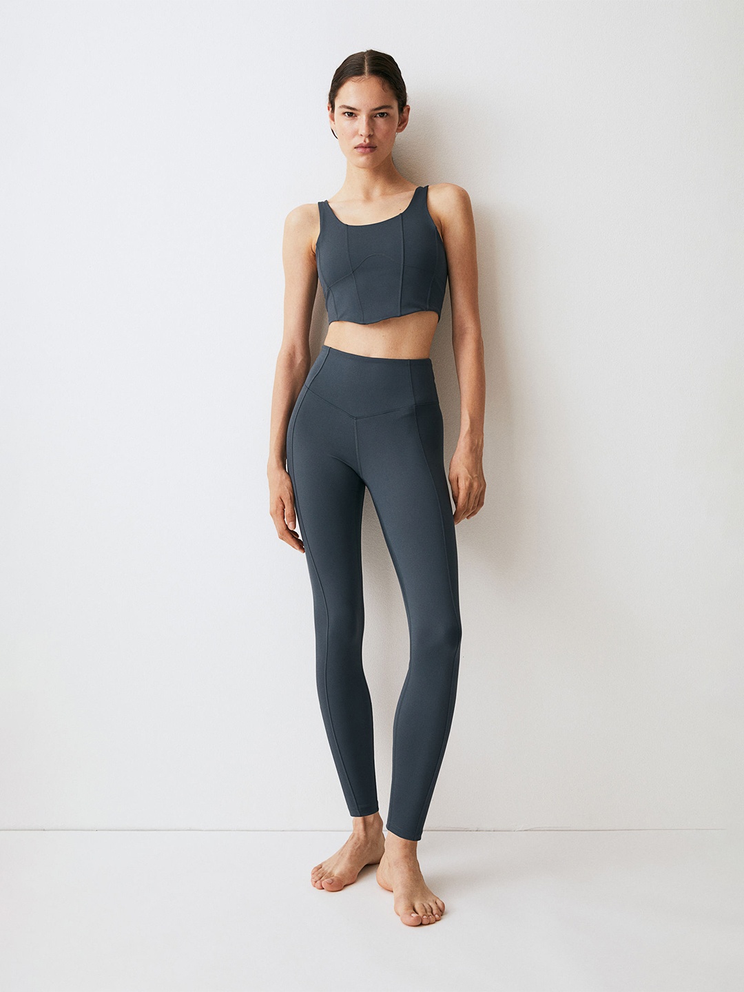 

H&M Drymove Corset-Style Sports Top, Turquoise blue
