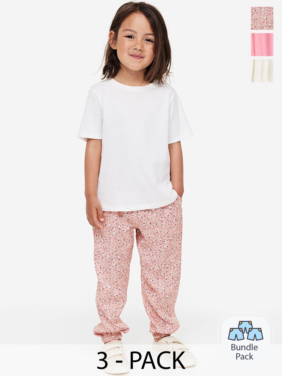 

H&M Girls 3-Pack Joggers, Pink