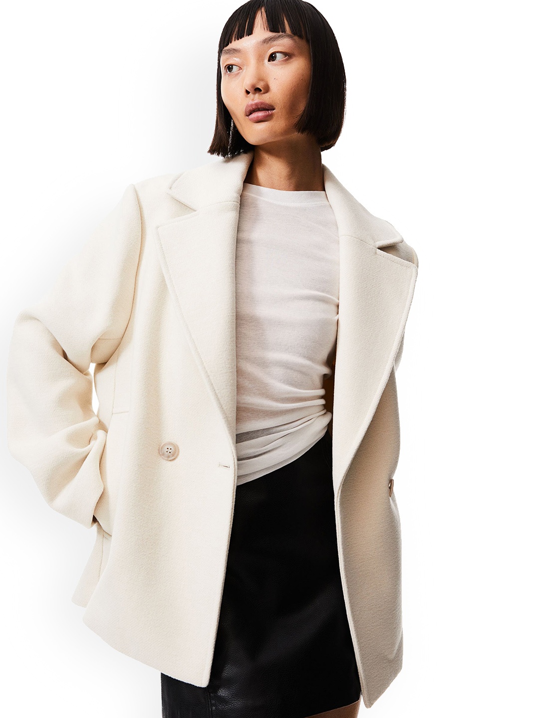 

H&M Double-Breasted Jacket, Off white
