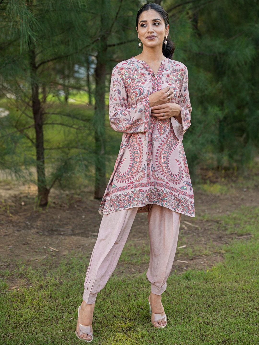 

INCHING INDIA Printed Tunic With Trousers, Pink