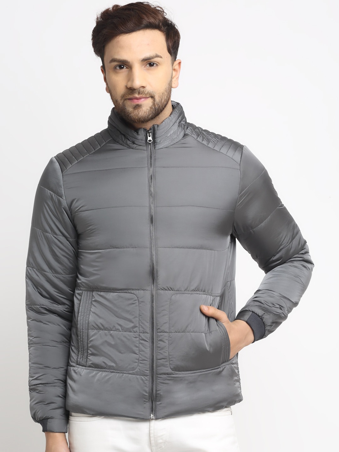 

HOUSE OF VEDAS Lightweight Outdoor High Neck Padded Jacket, Grey