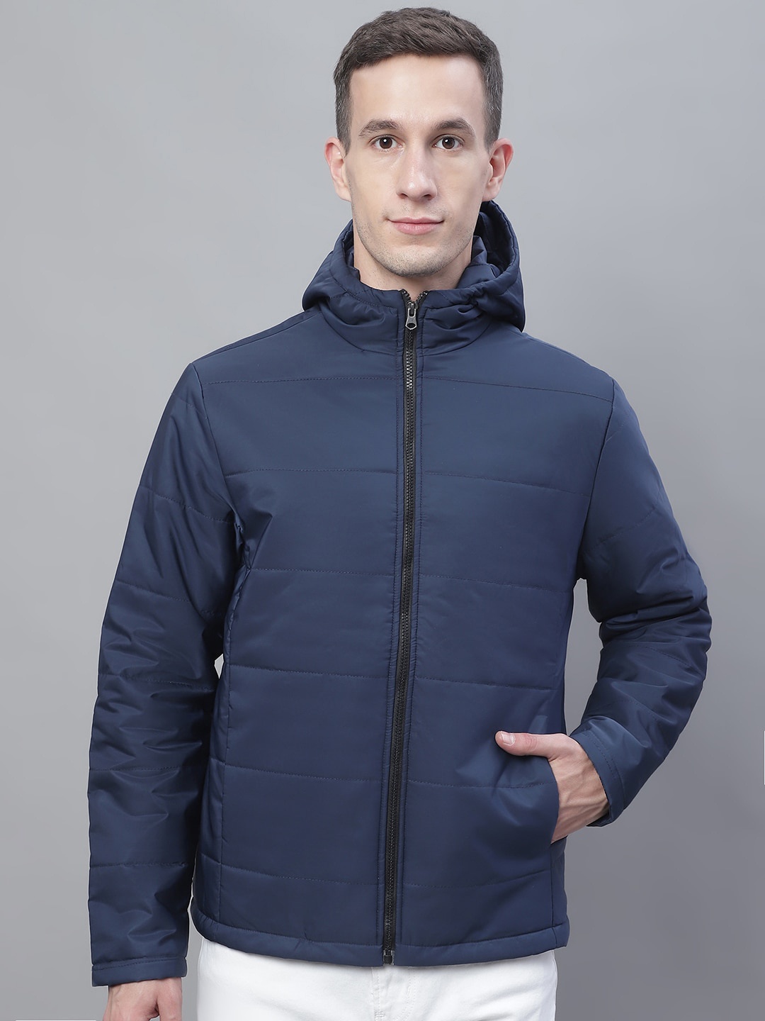 

HOUSE OF VEDAS Lightweight Hooded Padded Jacket, Navy blue