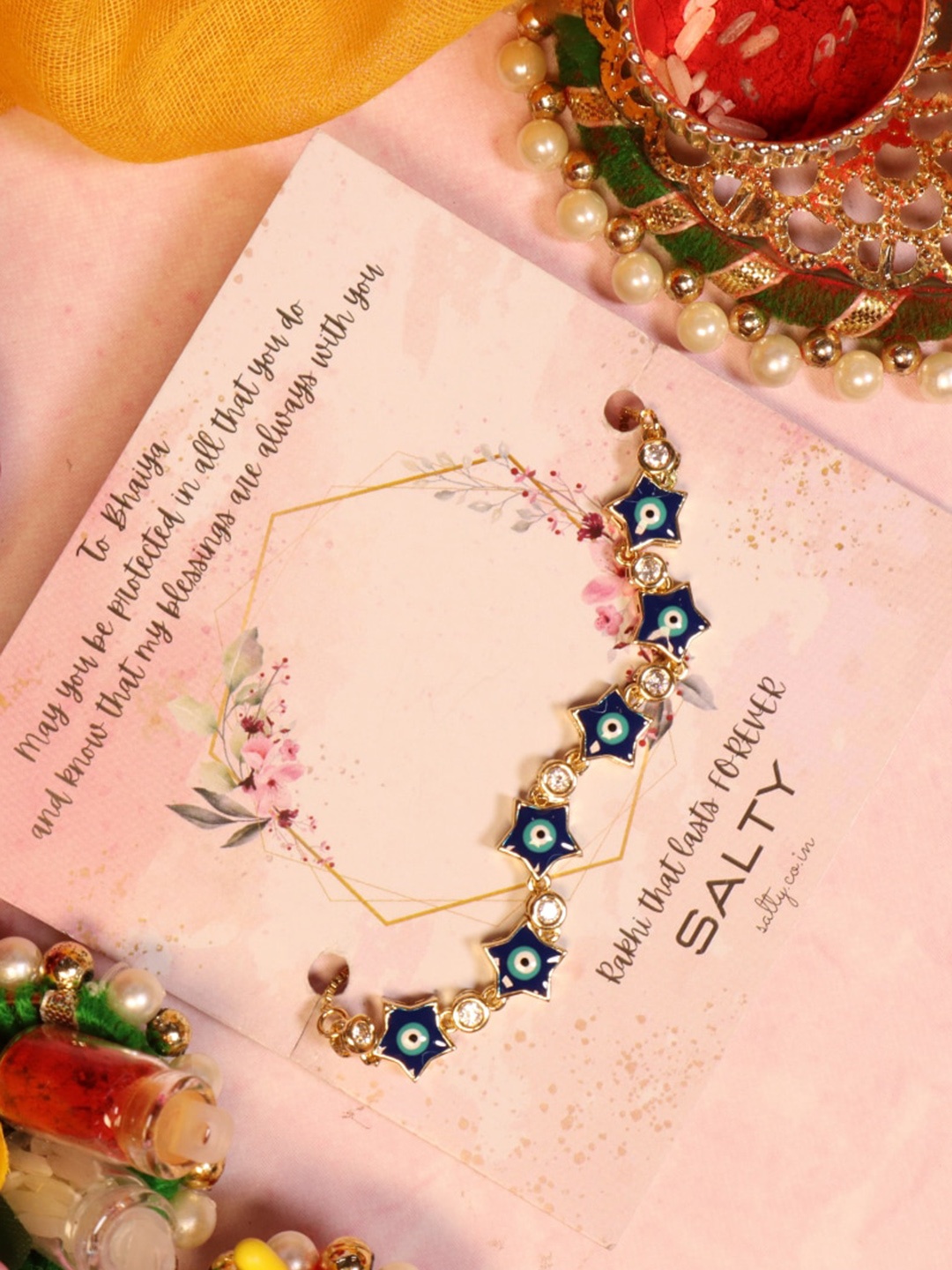 

SALTY Women Stellar Evil Eye Rakhi, Gold