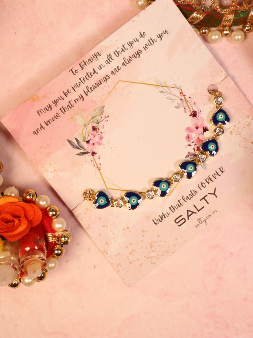 

SALTY Women Sweet Bliss Evil Eye Rakhi, Gold