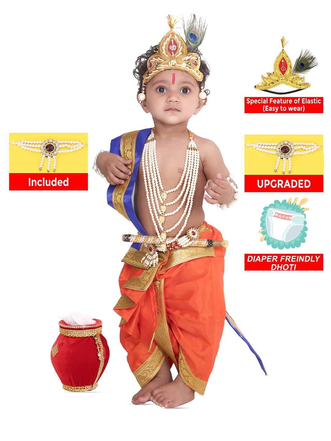 

RAJ FANCY DRESSES Unisex Kids Krishna Costume Ethnic Clothing Set, Blue