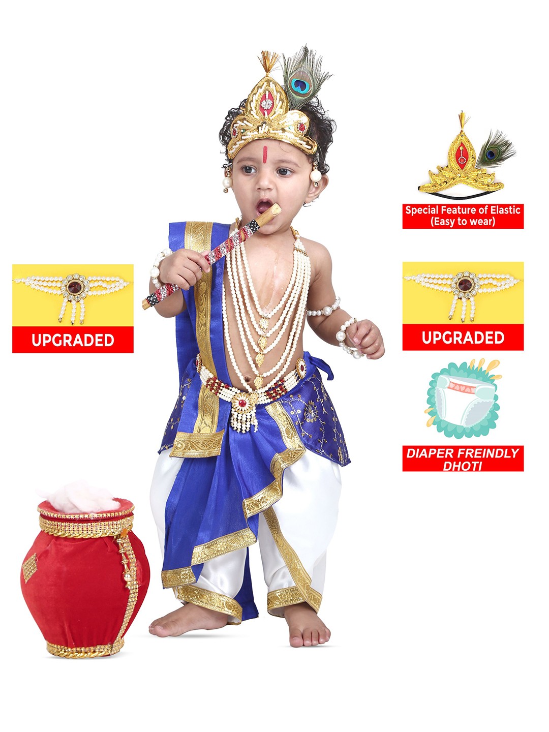 

RAJ FANCY DRESSES Unisex Kids Krishna Costume Ethnic Clothing Set, Blue